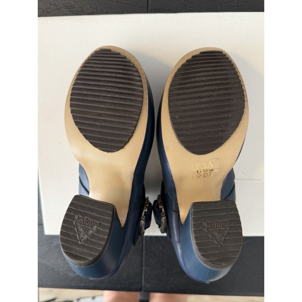 John Fluevog Guide Mary Jane Blue Leather Platform Heels Women’s 8 EUC Box - Picture 7 of 11